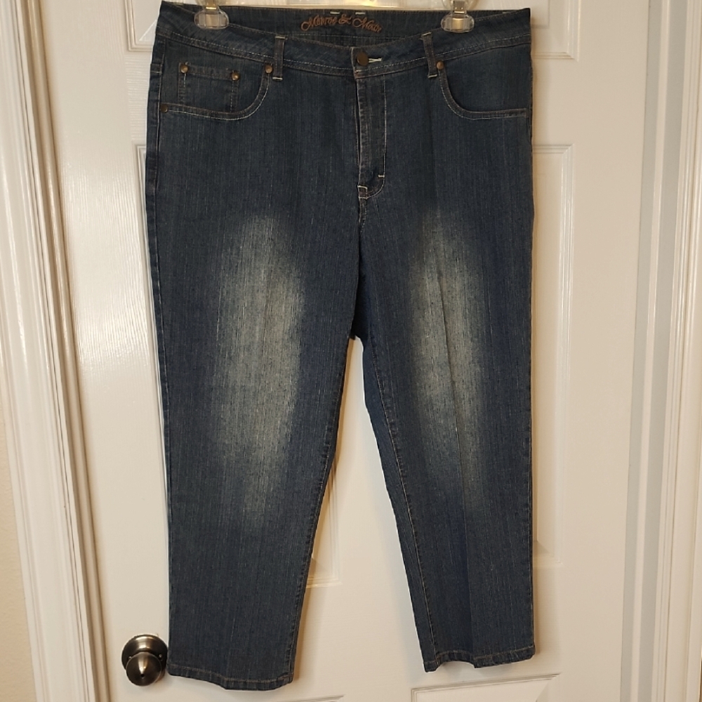 Monroe And Main Womens Blue Denim Capri Plus Size Jeans Size 16